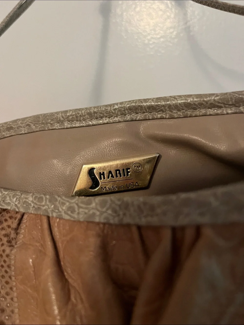 Sharif Tan Patchwork Leather Shoulder Bag with Sculpted Clasp